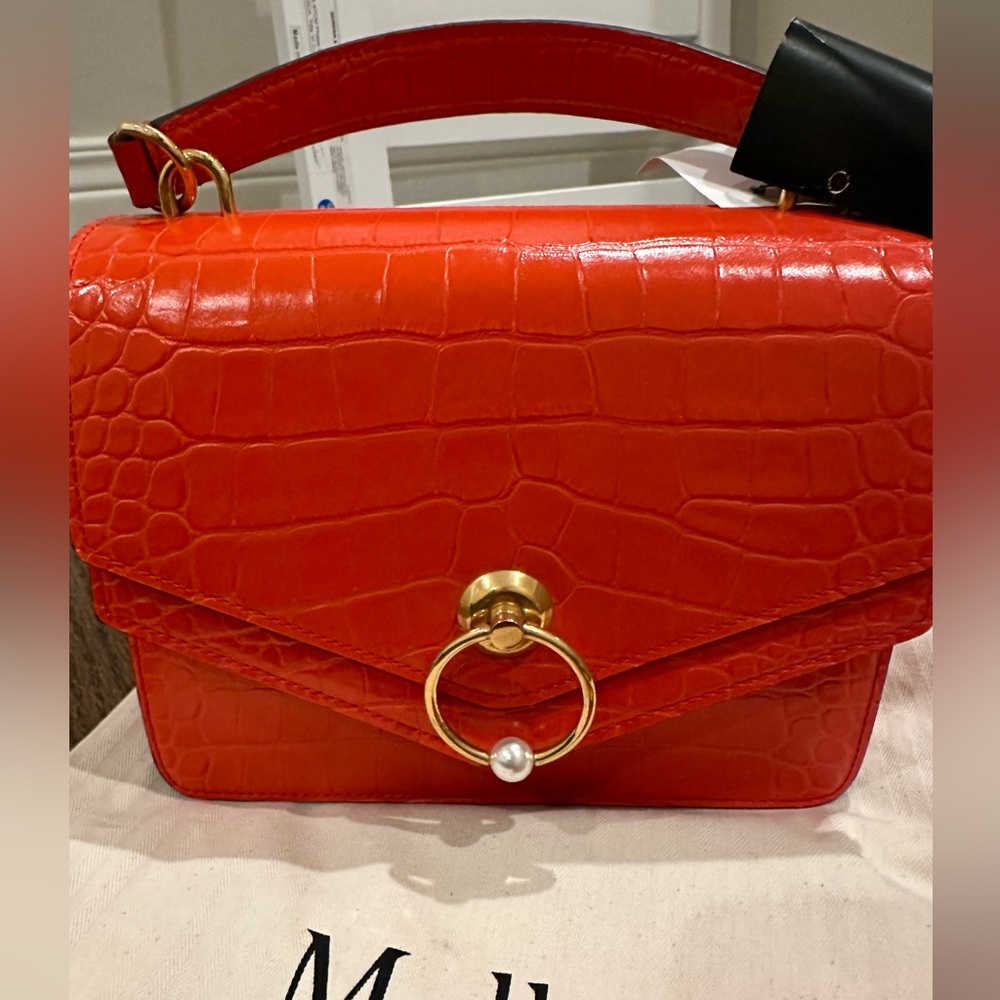 NWT! MULBERRY top handle with detachable strap in red faux crocodile
